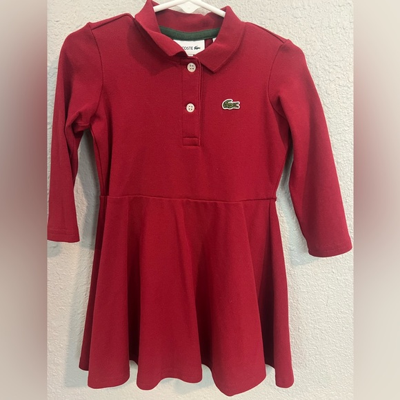 EUC Lacoste Kids' Piqué Red Polo Dress - Picture 3 of 6
